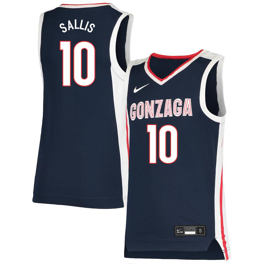 Men #10 Hunter Sallis Gonzaga Bulldogs College Basketball Jerseys Sale-Navy - Click Image to Close